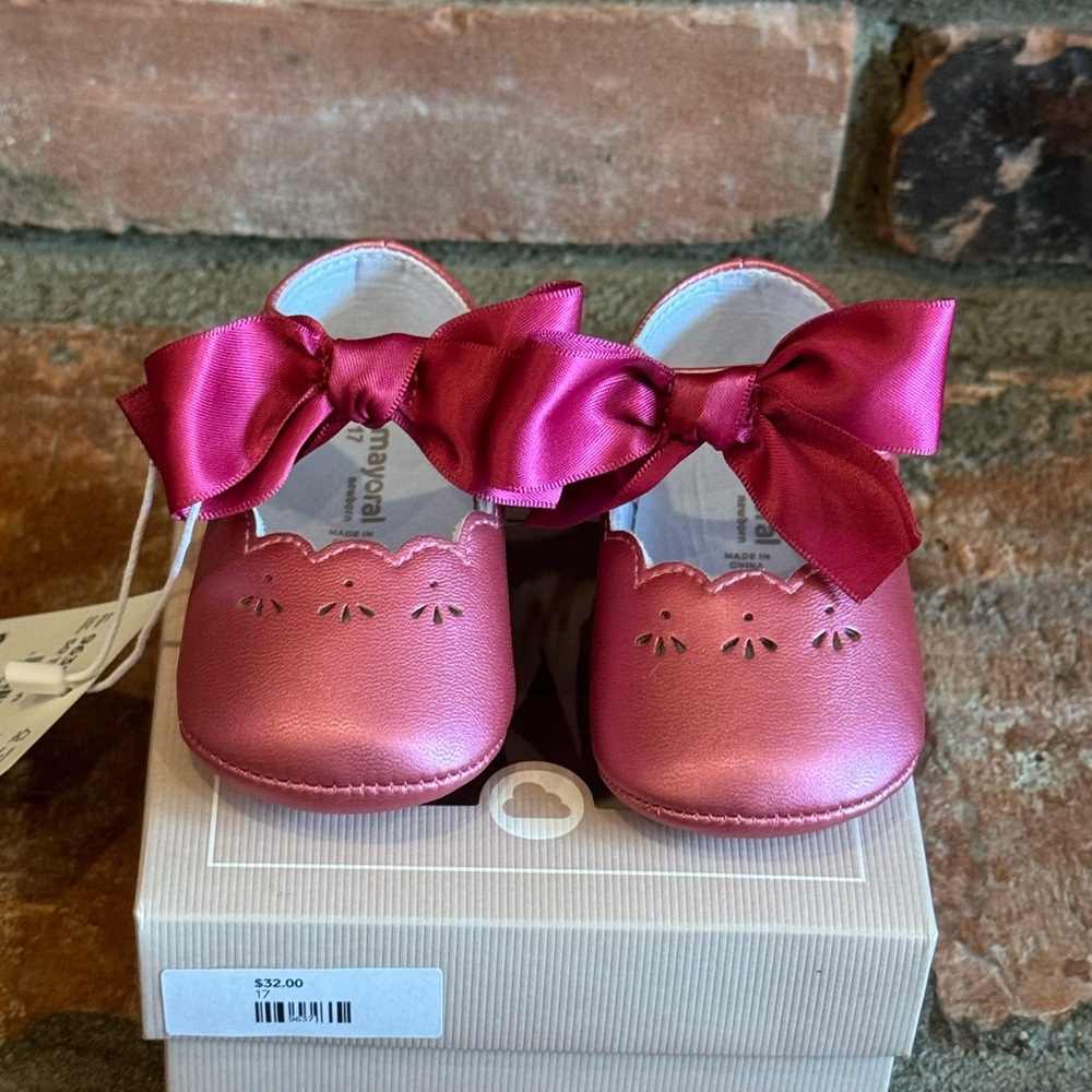 Mayoral Pink Baby Walker Shoes with Bows